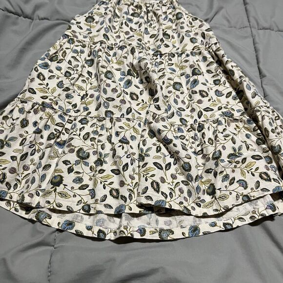 Little Planet Carters Cream Blue Green Floral Strappy Dress Linen Blend Girls 3T - Picture 9 of 9